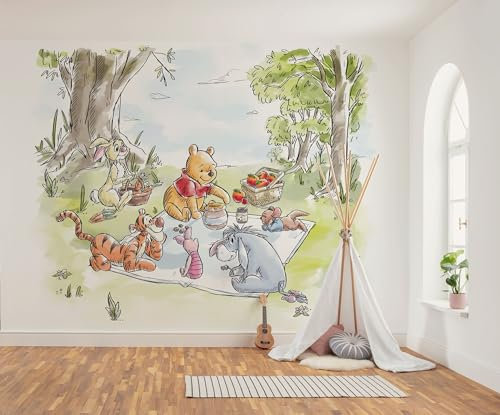 Komar Non-Woven Photo Wallpaper Disney Winnie The Pooh Nice for Picnics Size 300 x 250 cm Children's Wallpaper Children's Wallpaper