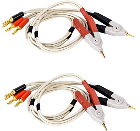 Reinscer 2 Paar Isolierte Bananenstecker Klemme Kabel Niedriger Widerstand LCR Clip Sondenkabel Messgerät Testen Terminal Kelvin