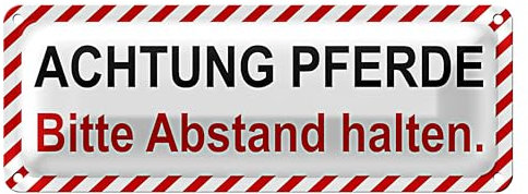 Warnschild | Achtung Pferde | Bitte Abstand halten | Metall | 10 x 27cm