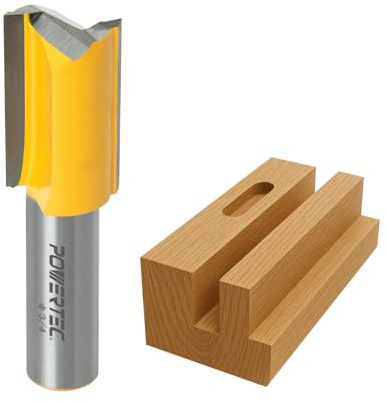POWERTEC Straight Plunge Router Bit, 1/2 Inch Shank, 3/4 Cutting Dia. with 1-1/4 Cutting Length, Fits CNC Router, Handheld Router & Plunge Router, 1PK (73065)