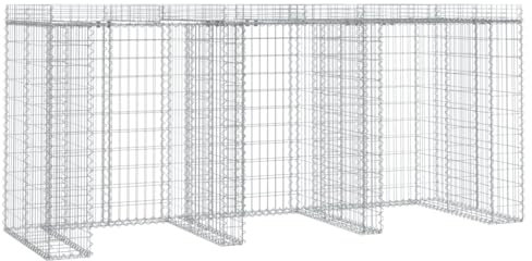 Gabionen-Mülltonnenbox 270x91x120 cm aus verzinktem Eisen - Langlebig & Stilvoll für Garten & Hof - Robustes Design für Abfallbehälter