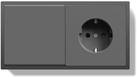 BSEEDLIFE Interruptor con Enchufe Montaje Empotrado,1 Gang 1 Vía con Función de Reinicio,Schuko Enchufe de Pared con Marco de PC,Interruptor de Botón con Abrazaderas y Garras Para cables,Gris