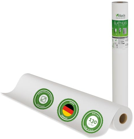 Veluxis® Premium Glattvlies als Untertapete & für Malerarbeiten – überstreichbar, rissüberbrückend, formstabil – Vlies Tapete, Wandvlies in Premium-Qualität (Weiß, 10,05 m x 0,53 m - 130g/m²)