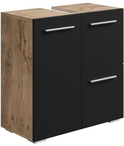 Mobili da bagno Mars 60 cm – rovere castagno con nero opaco – Set di mobili da bagno mobili da bagno armadio mobile