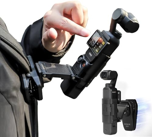 ZJRXM Magnetischer Rucksack Halterung für DJI Osmo Pocket 4/3 Zubehör, Einstellbarer Rucksack Clip Halteständer für DJI Pocket 4/3, Streckbar, Faltbar