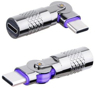 RIIEYOCA Adaptateur de données Micro USB Femelle vers USB C mâle 180 ° Rotatif,5V 3A 480Mpbs Micro vers Type-C Rotary Fast Charger Extender pour téléphones Mobiles, Ordinateurs(2-Pack)