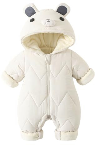 WYTbaby Baby Snowsuit Animal Hooded Romper Thick Windproof Winter Jumpsuit for Infant Newborn Boys Girls 0-3 Months White
