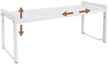 ZenMaarket Erweiterbares Schrankregal 35-66 cm, Weiß S | Stapelbarer, verstellbarer Regal-Organizer für Küchentheke, Gewürze, Speisekammer, Schrank – Aufbewahrung für Küche & Büro.