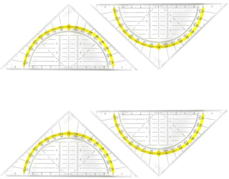 Geodreieck,4 Stück Geodreieck Grundschule, Büro und Designer, 14cm Transparent, Ideal zum Zeichnen von Kreisen und präzisen Linien, Geeignet für Studenten und Profis