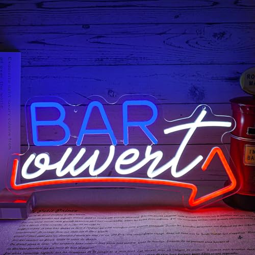Flixyticy Enseigne Lumineuse Néon Bar ouvert pour Décoration Murale, Plaque de Porte bar open  LED Alimenté par USB avec Interrupteur à Intensité Variable pour Bars (Bar ouvert)