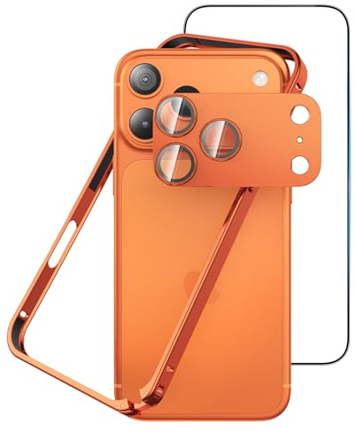 Eastcoo Metal Bumper Case for iPhone 17 Pro, Aluminum Frame Slim Case[Separate Metal Lens Protector] [HD Tempered Glass Screen Protector] [Hippocampal Buckle Design] Cover for iPhone 17 Pro 6.3 Inch