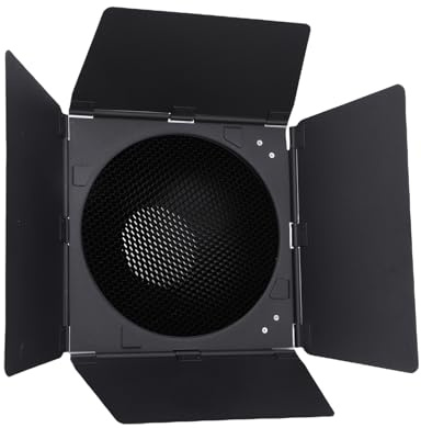 Plyisty for Bowens Mount Barn Door Kit with Reflector 60° Honeycomb Grid, 5 Magnetic Color Gel Filters for Studio Strobe Light, 4 Leaf Flash Lighting Modifier Set