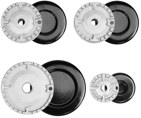 Xygobla 8Pcs Gas Stove Burner Cap,Oven Gas Hob Covers Cooker Hat Set Oven Cooker Hob Gas Burner Crown Flame Cap Set,55mm 75mm 100mm Stove Lid Kit Fits Most Gas Stove Burners