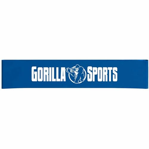 GORILLA SPORTS® Widerstandsbänder einzeln/5er-Set, 5 Stärken, Naturlatex | Rutschfeste Fitnessbänder mit 4,5–15,8 kg Widerstand für Krafttraining, Yoga und Pilates, leicht, faltbar und farbwahl