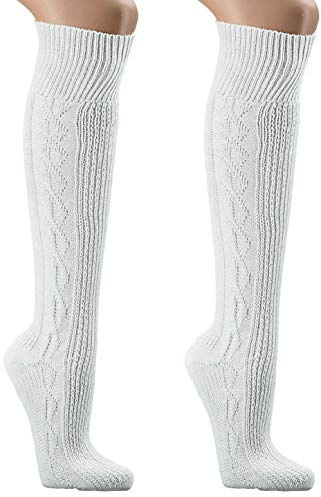 krautwear Herren Damen Trachtenstrümpfe Trachten Kniestrumpf Weiß