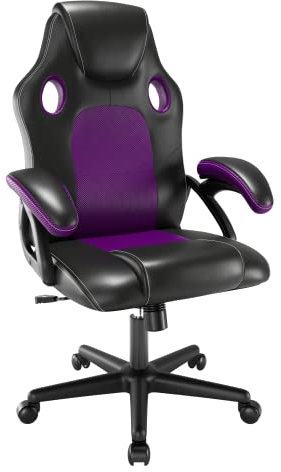 Play haha.Ergonomic high back seat with breathable mesh insert padded armrests tilt adjustment durable base lumbar support PU leather surface for gaming home or office use