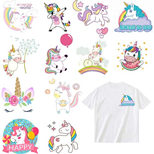 Aufnäher zum Aufbügeln Einhorn Serie DIY Wärmeübertragung papier Patches Applikation Aufkleber für T-Shirt Jacken Jeans Rucksäcke