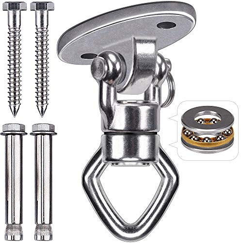 BeneLabel Schaukel Deckenhaken Lager Edelstahl, Hängematte Befestigung Schwerlast 360 Derhbar Hängesessel Aufhängung Schraube für Holzbalken/Betondecken Yoga Boxsack Deckenhalterung, Bis 544kg