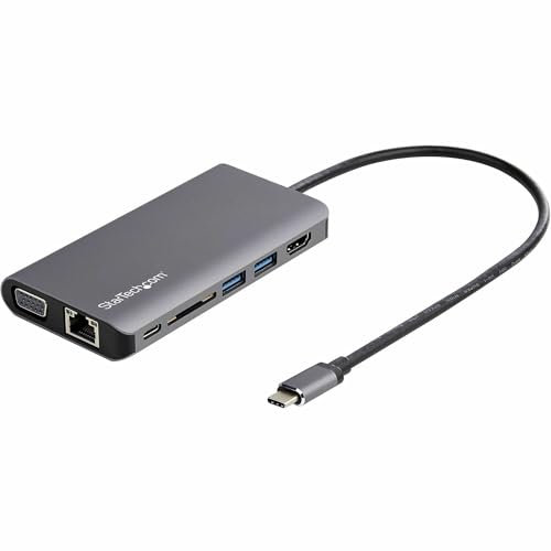 StarTech.com DKT30CHVAUSP USB-C-Multiport-Adapter (HDMI oder VGA, 100 W PD, angeschlossenes 30-cm-Hostkabel, SD-Kartenleser, USB-C-Minidock), 116 mm x 60 mm x 15 mm