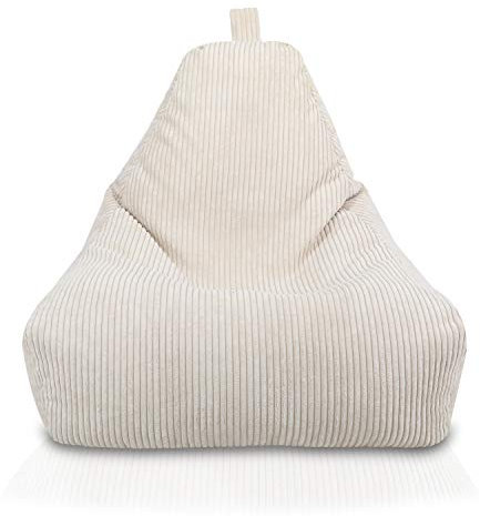 Ecopuf Keiko | Sitzsack Cord Sessel Größe S 75x75x70Cm Mit Füllung | Indoor Beanbag aus Velvet | Sitzsäcke für relaxtes Sitzen & Liegen | Sitzsack Sessel mit Griff und Kissen