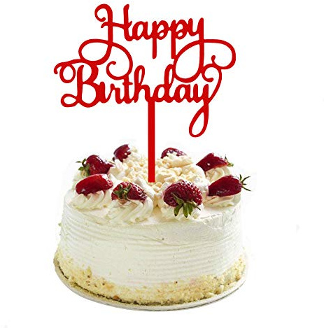 Red Happy Birthday Cake Topper Birthday Party Decorations Supplies