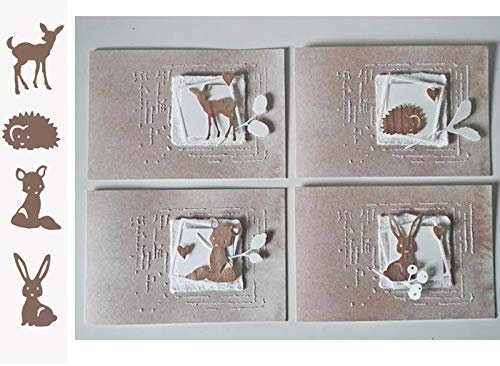 YunTrip Stanzformen für Kartenherstellung, Kaninchen, Fuchs, Hirsch, Igel, Tiere, Metall-Stanzformen, Schablone für Bastelarbeiten, Scrapbooking, Alben, Prägung, Foto, Basteln, Papier, Karten