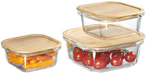 Ritzenhoff & Breker Vorratsdosen-Set Esperanza, 3-teilig, 300 ml, 470 ml und 750 ml, Quadratisch,Glas mit Bambus Deckel