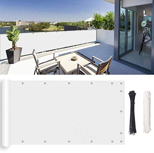 ROBAG Chain Link Fence Privacy Screen, UV Protection, Heavy Duty for Commercial and Residential for Porch Deck, Outdoor, Backyard, Patio, 0.7x4m, White