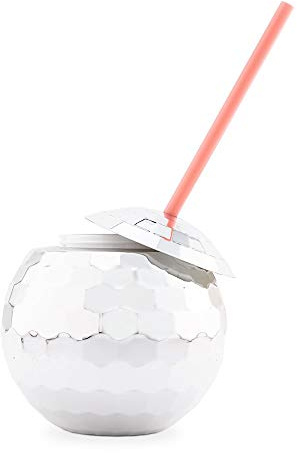 WEDDINGSTAR Bridal Party Disco Ball Tumbler Cup for Bridesmaids - Silver with Pink Straw