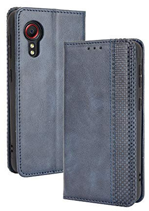 GOGME Leder Hülle für Samsung Galaxy Xcover 5 Hülle, Premium PU/TPU Leder Folio Hülle Schutzhülle Handyhülle, Flip Case Klapphülle Lederhülle mit Standfunktion & Kartensteckplätzen, Blau