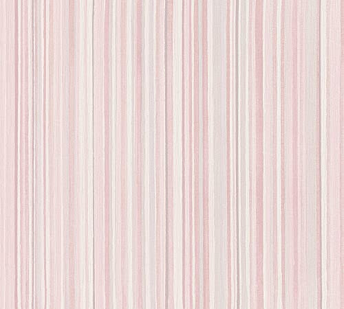 A.S. Création Streifentapete Attractive Tapete gestreift Vliestapete rosa lila creme weiß matt strukturiert 378171