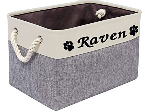 Hand Made Personalised Embroidered Custom Toy Box / Toybox / Basket / Storage box for Dog, Cat or Pet. Hand Made, UK Based