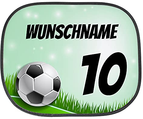 printplanet® - Autosonnenschutz mit Name Bedrucken - Sonnenblende selbst gestalten - Motiv: Fußball