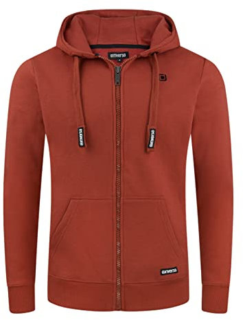 riverso Sweatjacke Herren mit Kapuze Reißverschluss Regular Fit RIVNoah Kapuzenjacke Rot L, Größe:L, Farbe:Rusty Ochre Red (15400)