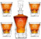 Maverton 950 ml Whiskey Karaffe + 2/4 / 6er Whiskygläser Set mit Gravur - Whisky Dekanter - Weihnachtsgeschenke - luxuriöses Design - Kristallglas - für Männer zum Geburtstag - Krone
