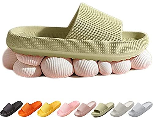 DAAMM Cozy Slides, Cosyslides Wolkenslipper Original, Dicke Sohle Rutschfeste Schnell Trocknende Hausschuhe Im Offenen Zehenbereich (38/39, Grün, 38)