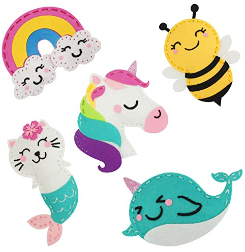 Cymbana Kids Sewing Kit Make Your Own Creative Felt Plush Animals Toy Craft Art Set for Beginners, Girls Gifts for Children 6+