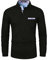 VMSUCIJ Men's Polo Long Sleeve Plaid Denim Stitched Cotton Golf T-Shirt with Real Pocket M-3XL,Black,XL
