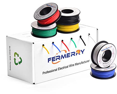 22 AWG Solid Core Wire Kit PVC-beschichtet 6 Farben 15 Meter oder 50ft jede Spulen 22 Gauge verzinnt Kupfer Jumper Wire Hook up Drähte von Fermerry