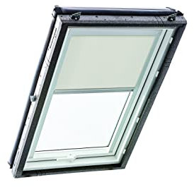 Roto Exclusiv ZRE - Estor para claraboya Roto - Riel de guía Plateado - Manejo Manual - Estor de luz Diurna Designo R4/R7 y Classic 43/73 - Tamaño 074/098 | 07/09 - Color Gris Claro