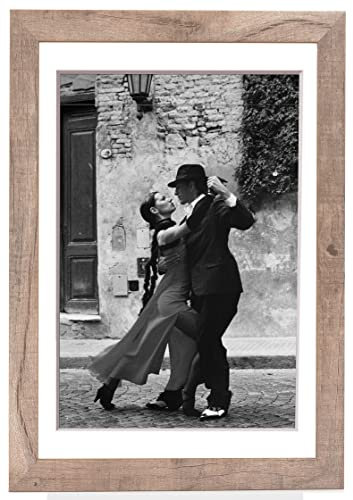 Stallmann Design Bilderrahmen mit Passepartout 70x100 cm (Bild 50x70) | Farbe: Wildeiche | 30 mm starke Rahmenleiste