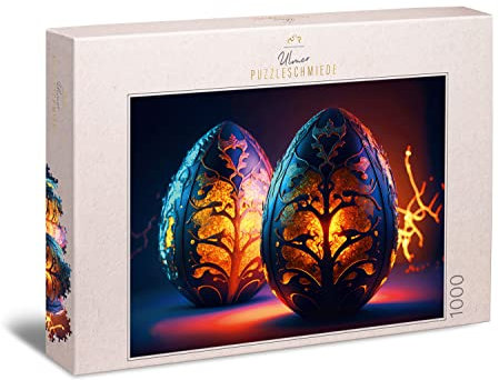 Ulmer Puzzleschmiede - Puzzle „Drachenei“ - Fantastisches Puzzle mit 1000 Teilen - anspruchsvolles Drachen-Motiv für Erwachsene - aus der Puzzle-Kollektion Farben & Fantasy, Qualität Made in Germany