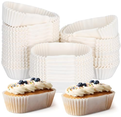 DOITOOL 1000PCS Baking Cups Oval Cake Paper Tray Safe Grease Proof Cupcake Liners Boat Shape Paper Cups Muffin Baking Tray for Cake Balls Muffins Cupcakes - 2.83 x 1.38x 1.98 inch