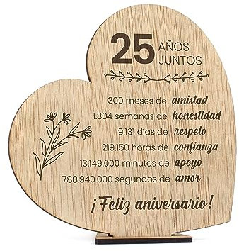 CONTRAXT Regalos originales para bodas de plata. Ideas regalos originales 25 años Tarjeta felicitacion 25 aniversario Decoracion Bodas de plata pareja novios mujer hombres (25 Años)