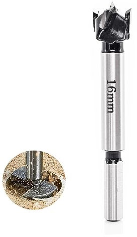 Sinoprotools HW Forstnerbohrer Ø16mm,10mm Schaft Forstner-Bits mit Rundschaft -Bohraufsätze Länge 90 mm,Zubehör Bohrmaschine für Holz Kunststoff