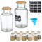 Relaxdays Gewürzgläser 12er Set, Korkdeckel, Gewürzdosen Glas, 250 ml, inkl. Etiketten, Stift & Trichter, transparent