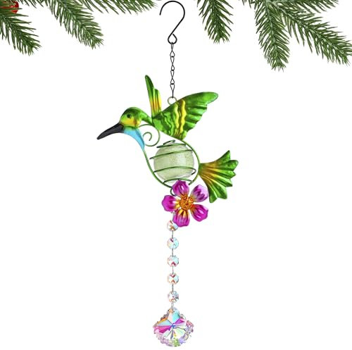 Buntmetall Kolibri Sonnenfänger, Fenster Kristall Prismen Sonnenfänger Hängende Ornament Regenbogen Maker Vogel Garten Wandkunst Zaun Dekorationen
