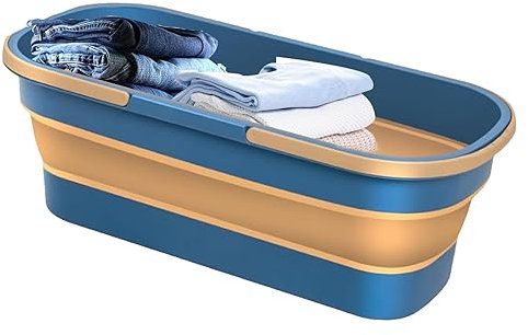 Youding Cubo para Fregona 1200 ml - Plegable Con Ruedas y 2 Asas - Portátil, Rectangular, Multiusos para Limpieza y Lavado