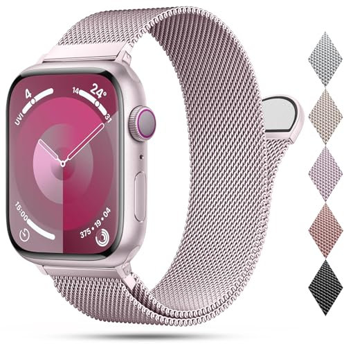 OULUOQI Ersatzarmband Kompatibel mit Apple Watch Armband 41mm 40mm 38mm 46mm 45mm 44mm 42mm Damen Herren, Einstellbar Metall Armbänder aus Edelstahl für iWatch Series Se Ultra 10 9 8 7 6 5 4 3 2 1