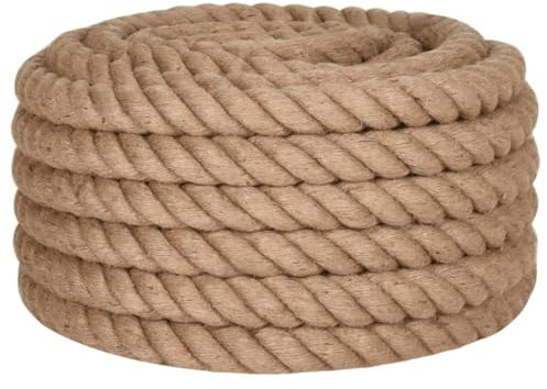 Corde de Jute, Ficelle de Jute Corde Bateau de Chanvre Corde de Jute 5 m de Long 36 mm d'épaisseur